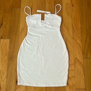Susana Monaco XS NWT Sugar white Bodycon tank dress nylon mini cutout spaghetti